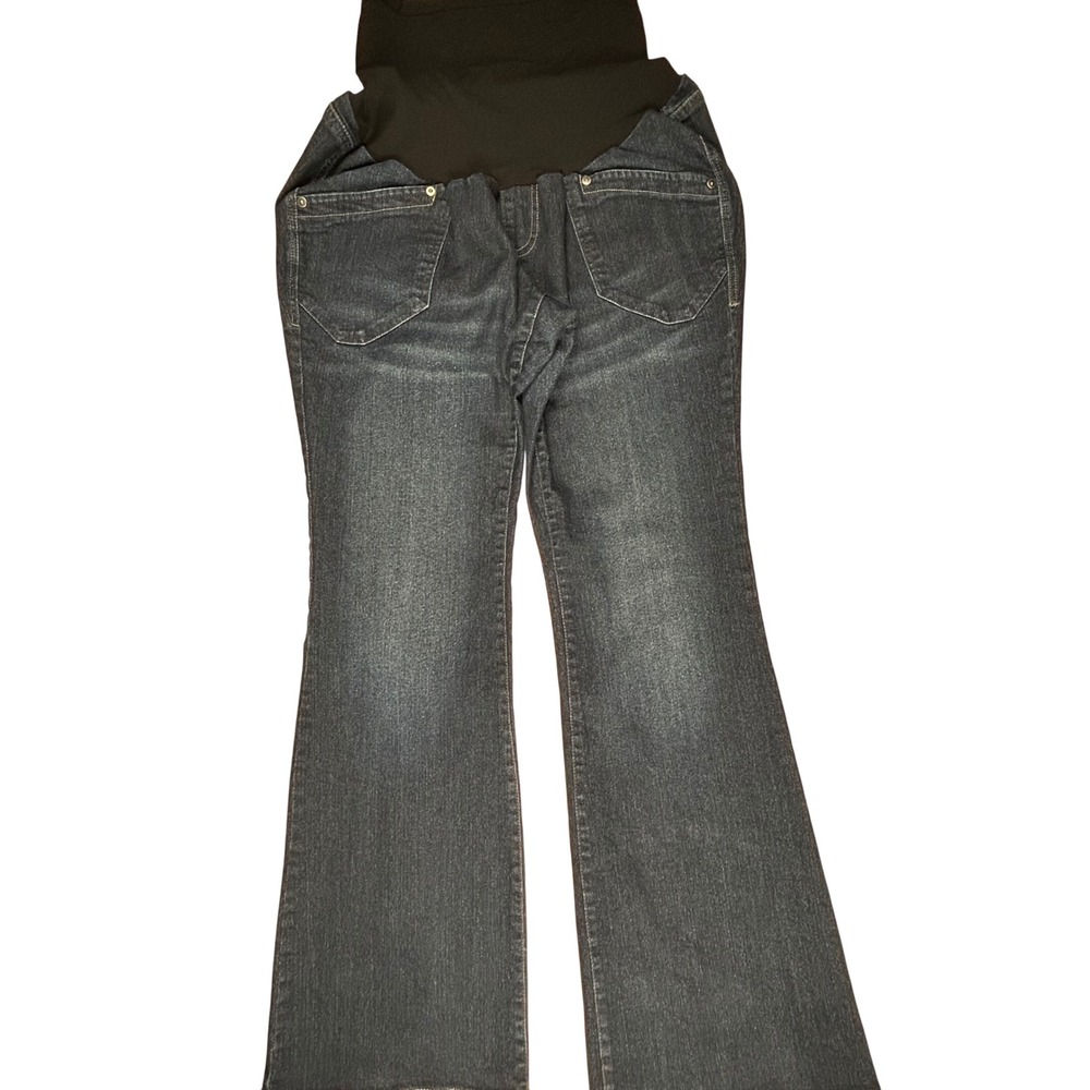 Oh Baby by Motherhood Womens Maternity Flare Jeans Dark Wash Secret Fit Belly L